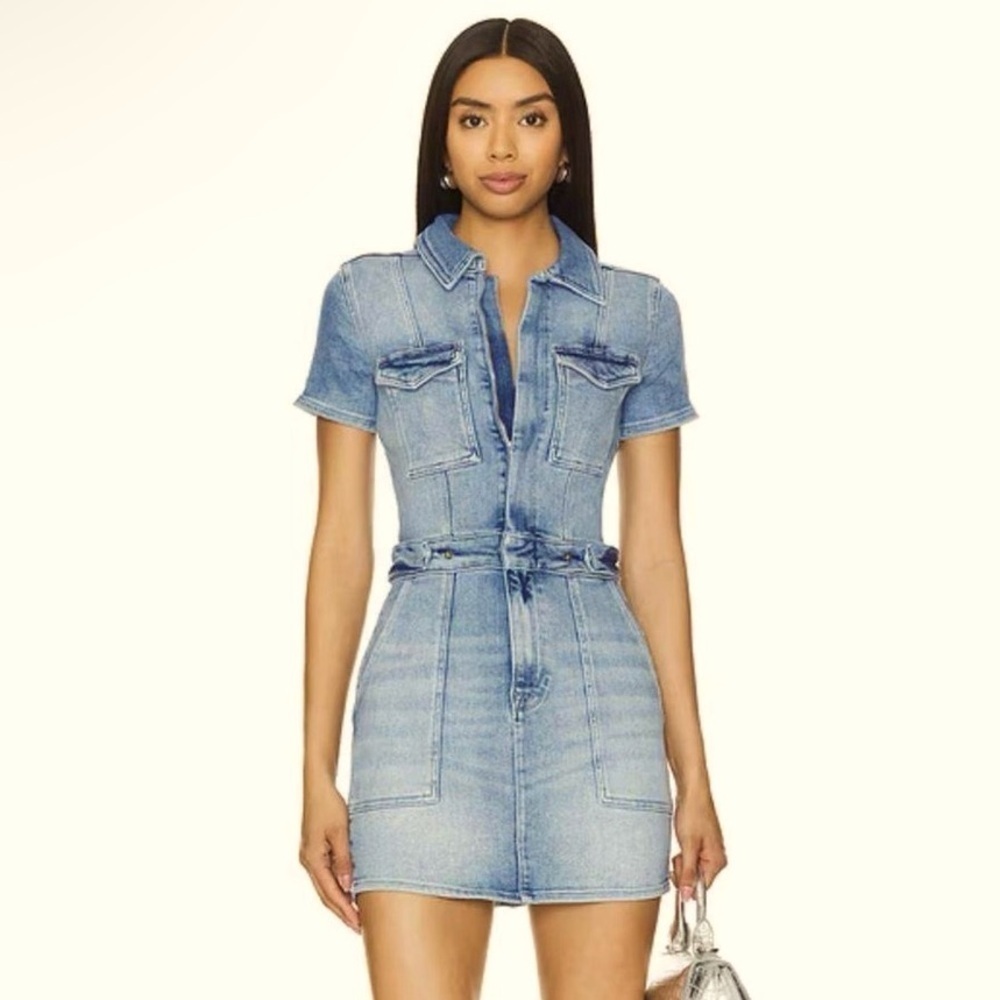 Good American Collard Jean Dress NWOT